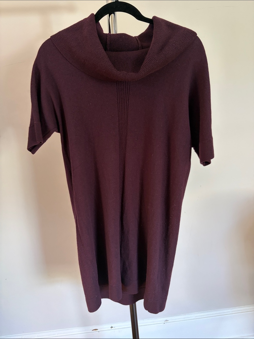 Lands' End Short Sleeve Cowl Neck Sweater Dress - Plum